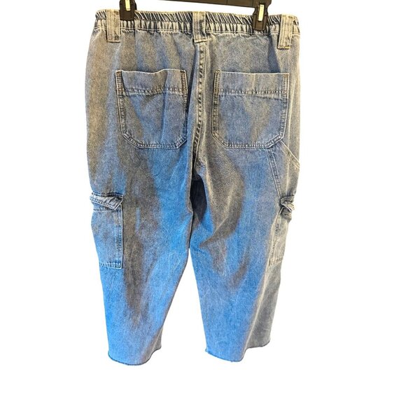 Tapata Wide Leg Blue Denim Cargo Jeans L 34" Inseam Elastic Waist Pockets Casual - Picture 2 of 10